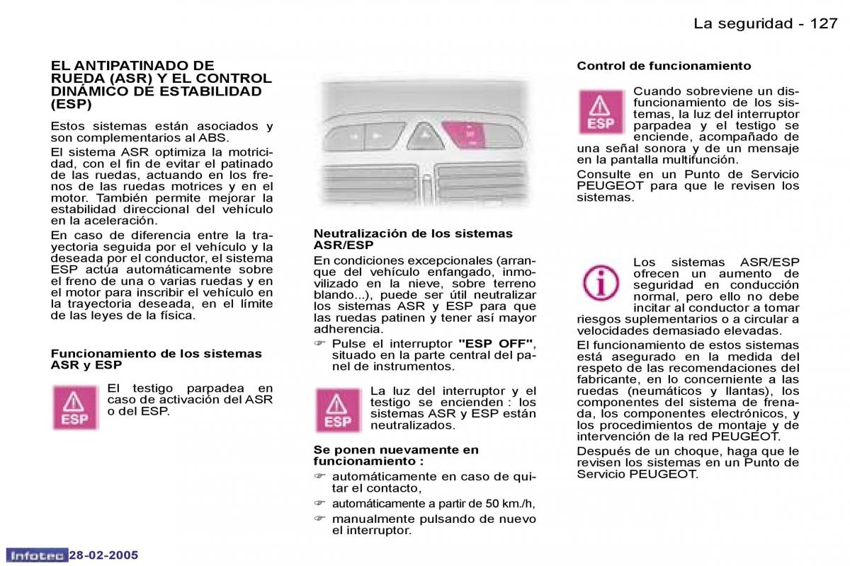 Peugeot 307 manual del propietario / page 142