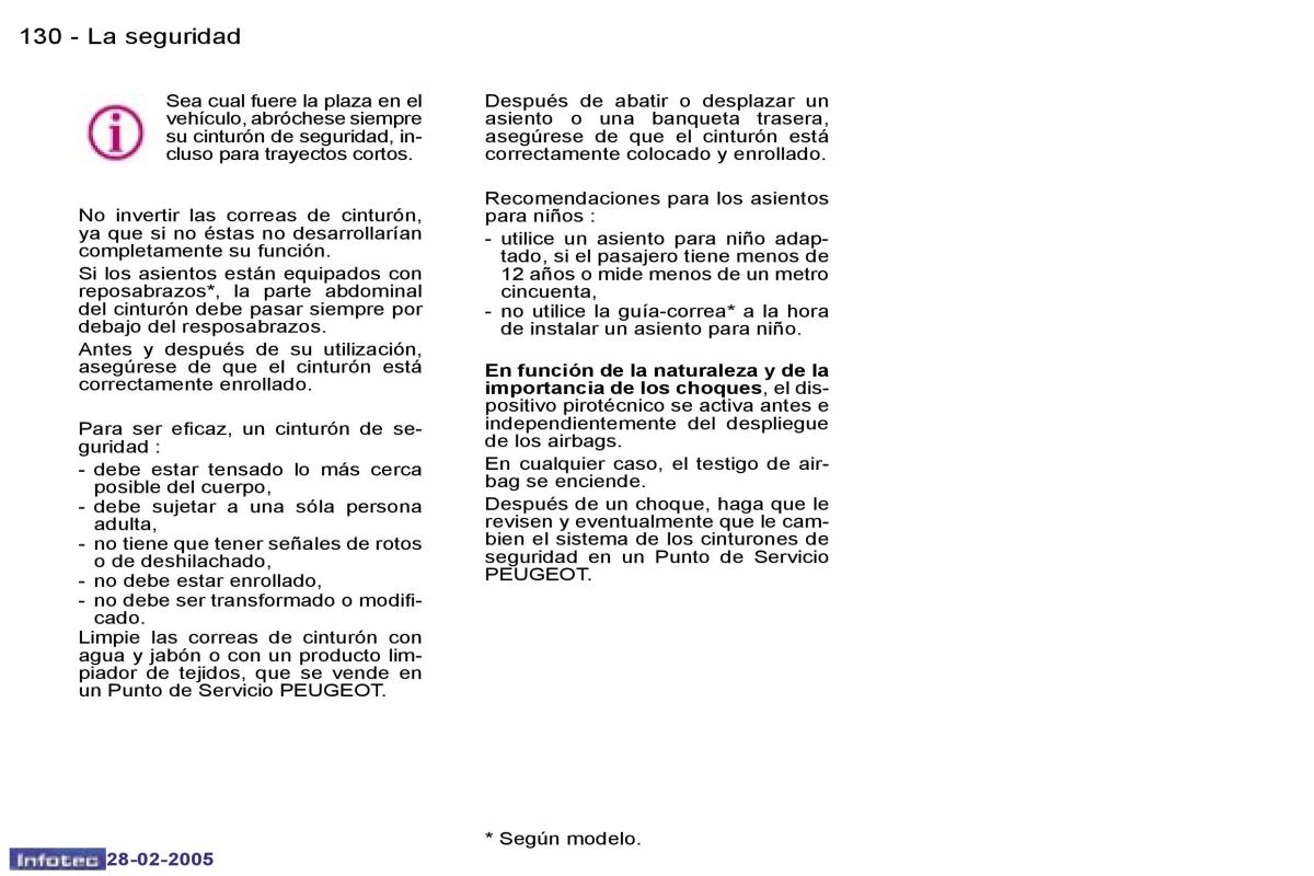 Peugeot 307 manual del propietario / page 145