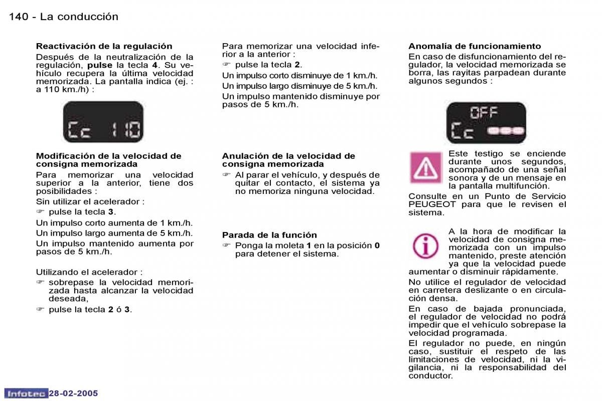 Peugeot 307 manual del propietario / page 158