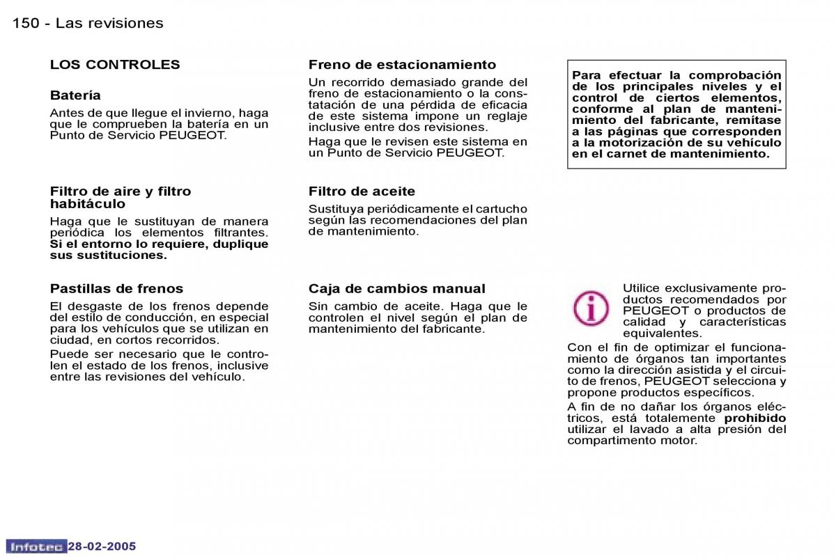 Peugeot 307 manual del propietario / page 168