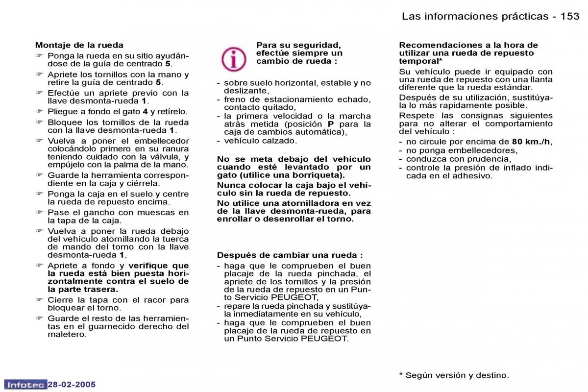 Peugeot 307 manual del propietario / page 171