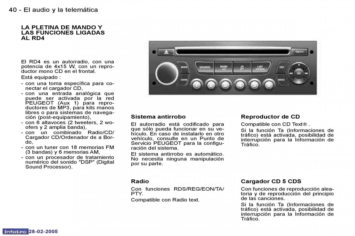 Peugeot 307 manual del propietario / page 42