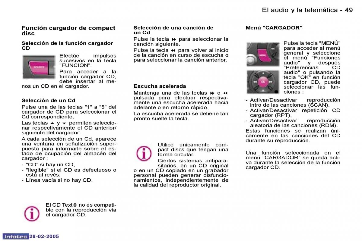 Peugeot 307 manual del propietario / page 52