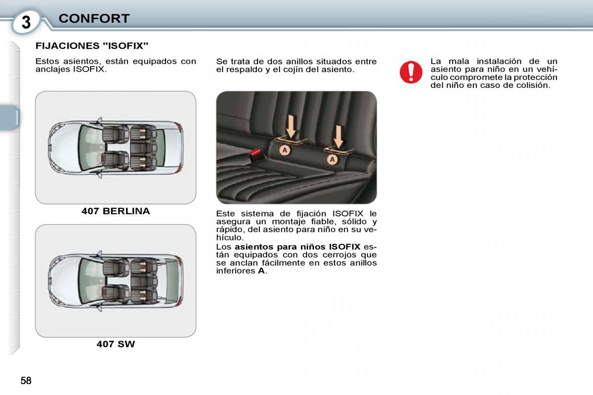 Peugeot 407 manual del propietario / page 60