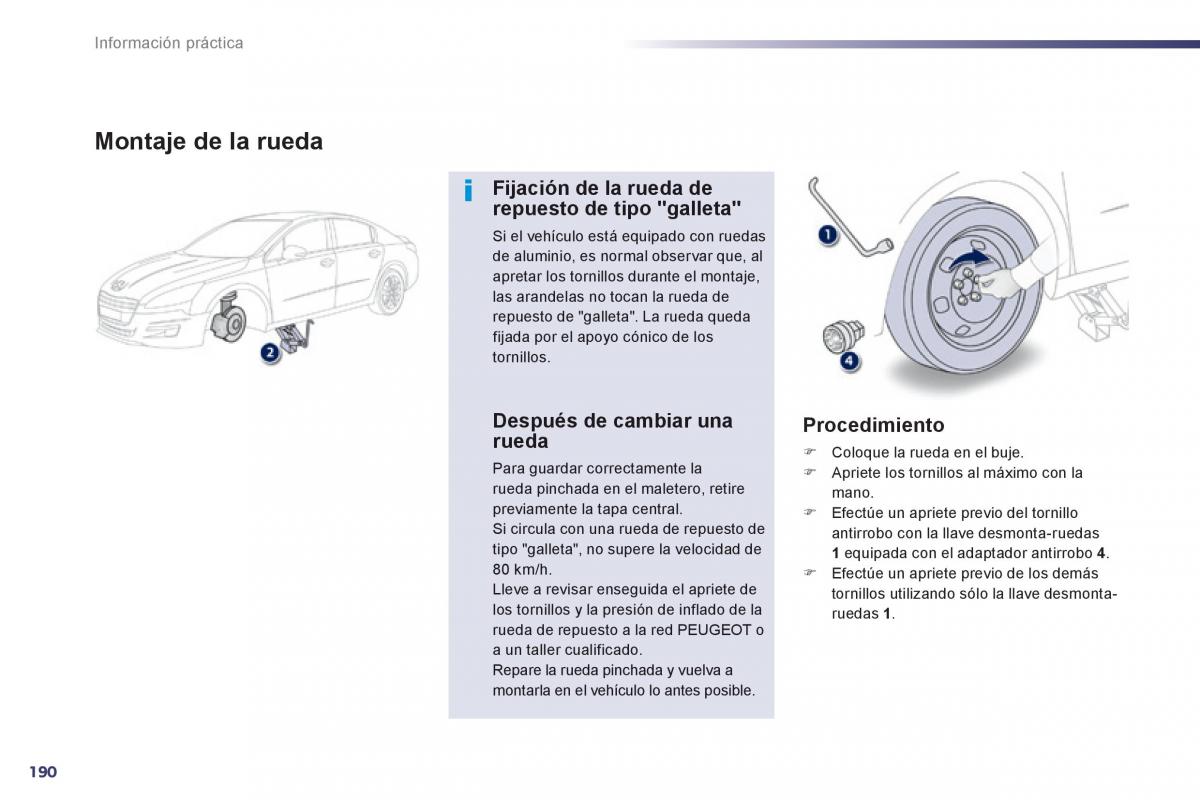 manual  Peugeot 508 manual del propietario / page 192