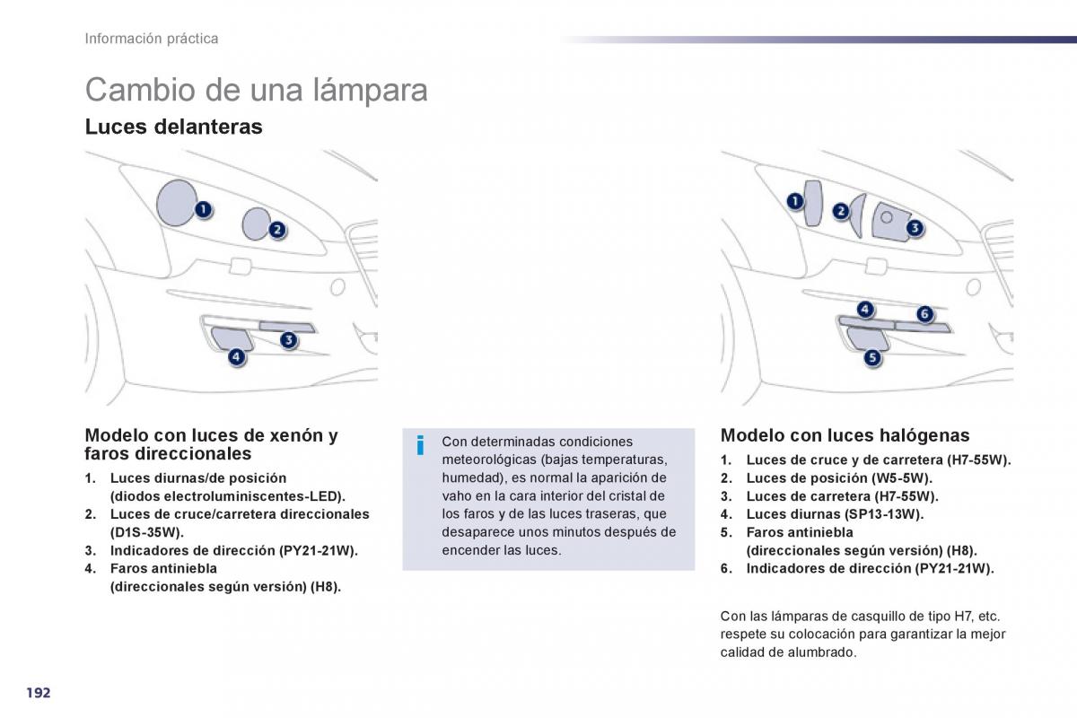 manual  Peugeot 508 manual del propietario / page 194