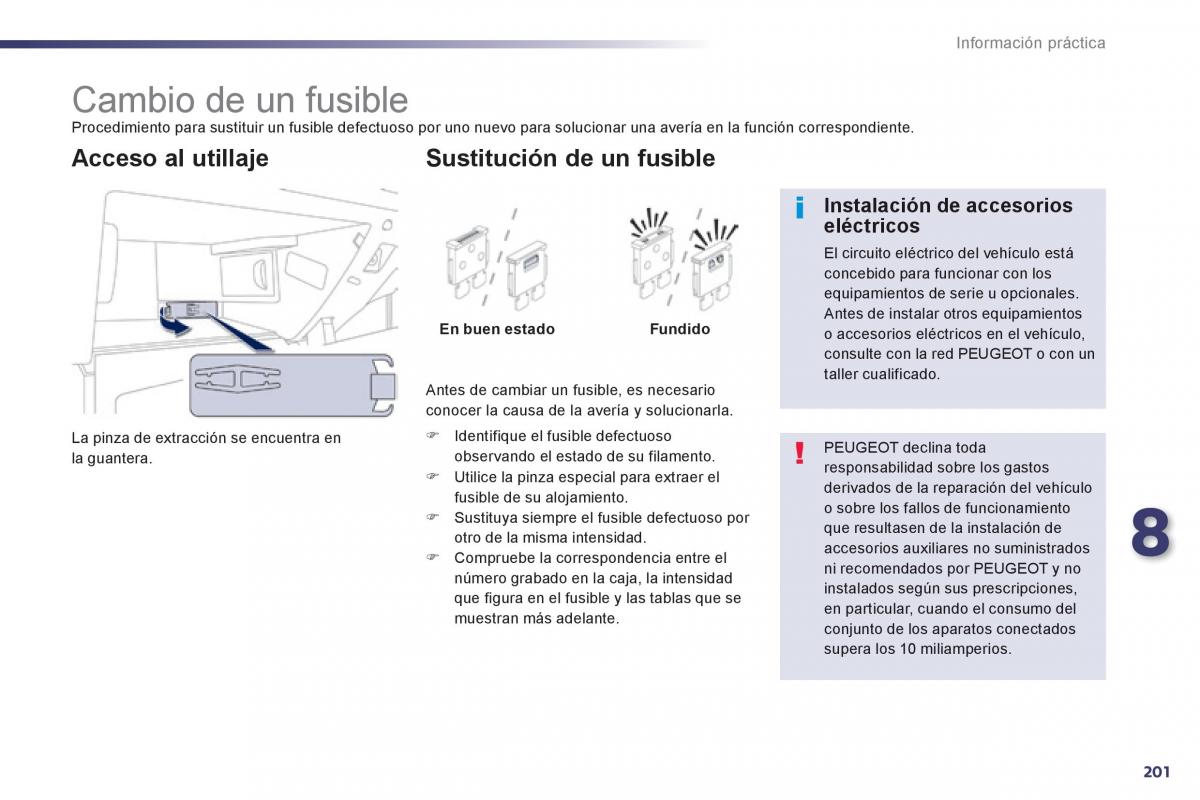 manual  Peugeot 508 manual del propietario / page 203