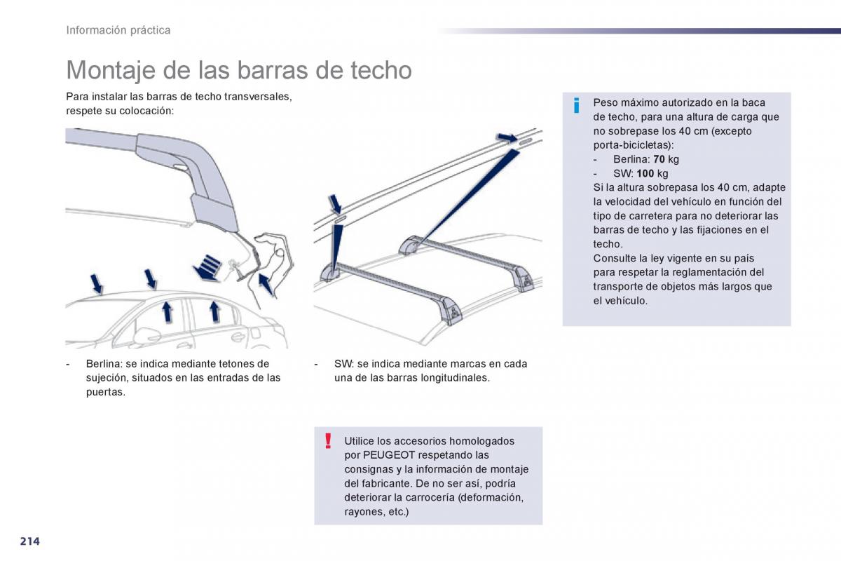 manual  Peugeot 508 manual del propietario / page 216