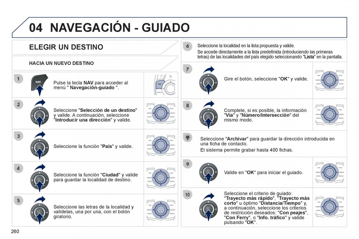 manual  Peugeot 508 manual del propietario / page 262