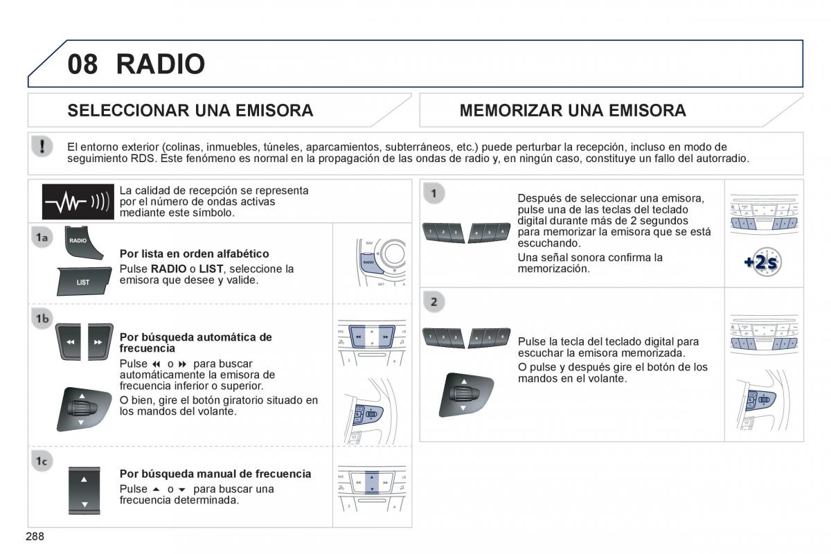 manual  Peugeot 508 manual del propietario / page 290