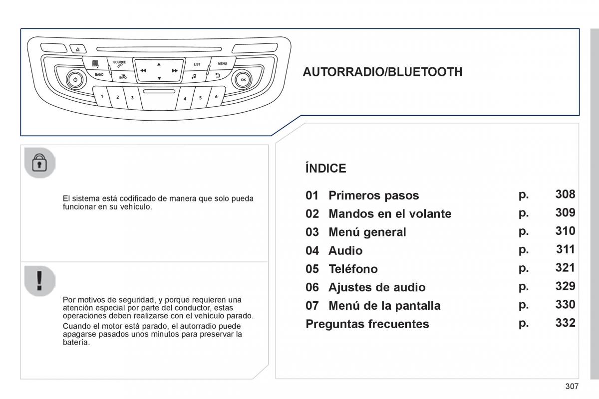 manual  Peugeot 508 manual del propietario / page 309