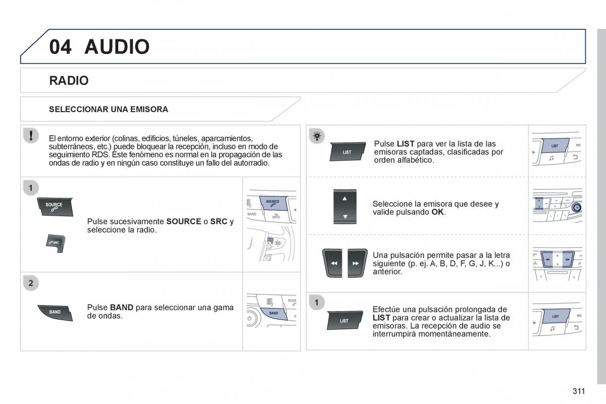 manual  Peugeot 508 manual del propietario / page 313