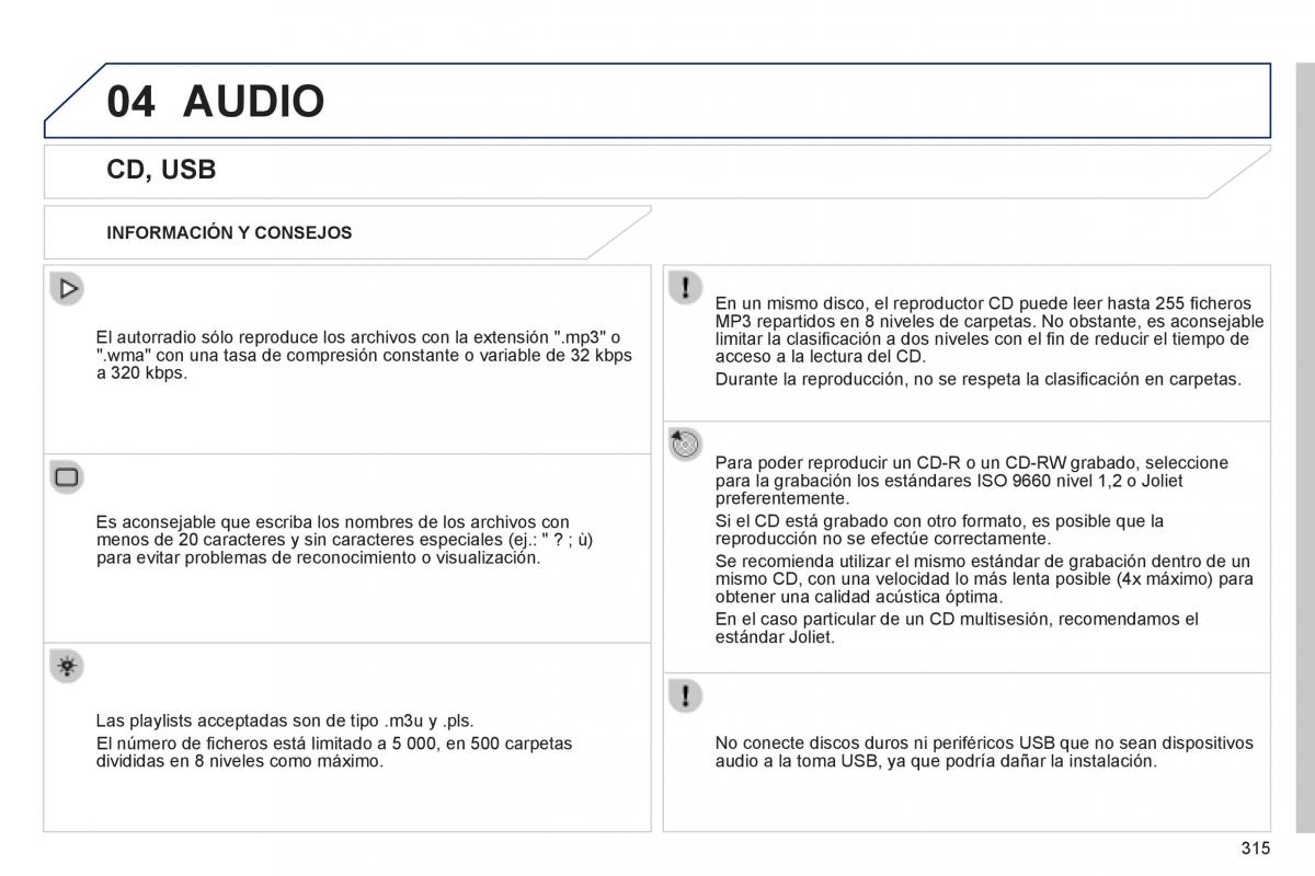 manual  Peugeot 508 manual del propietario / page 317