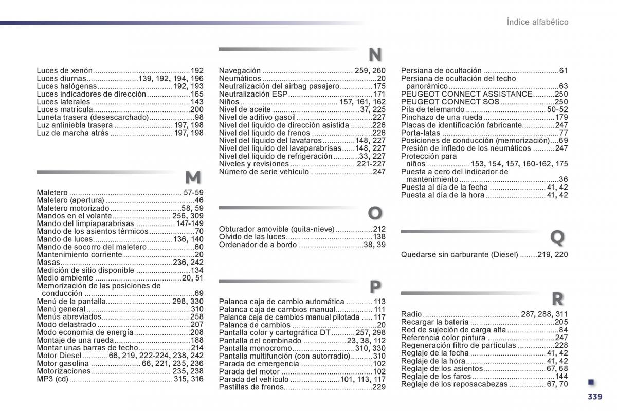 Peugeot 508 manual del propietario / page 341