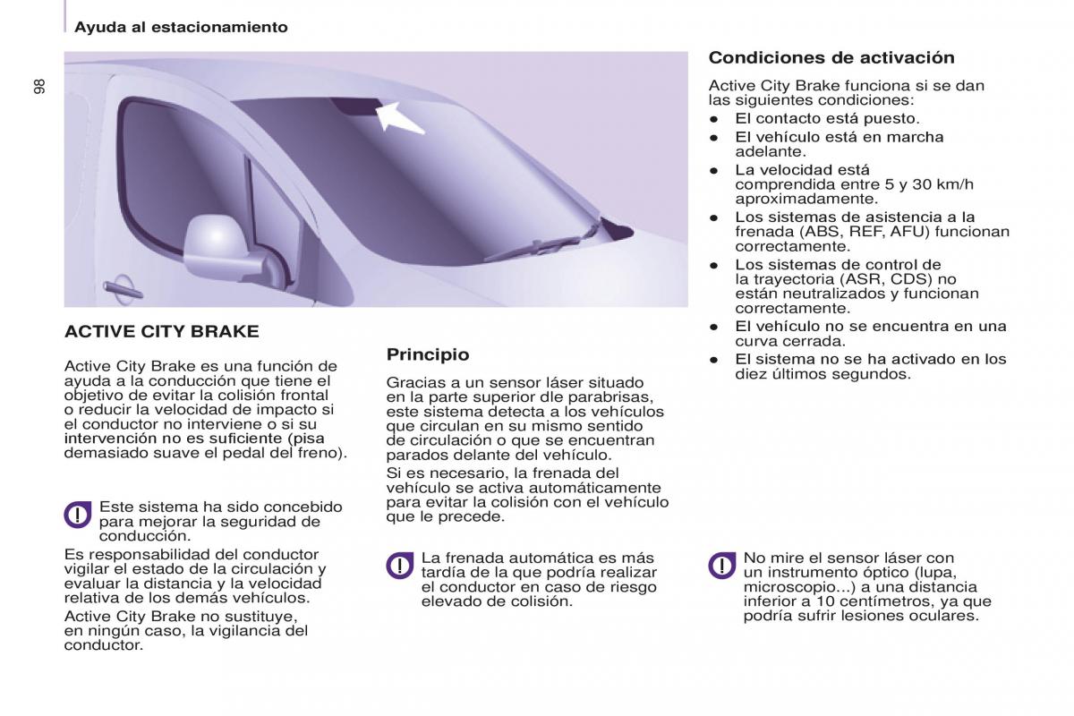 Peugeot Partner II 2 manual del propietario / page 100