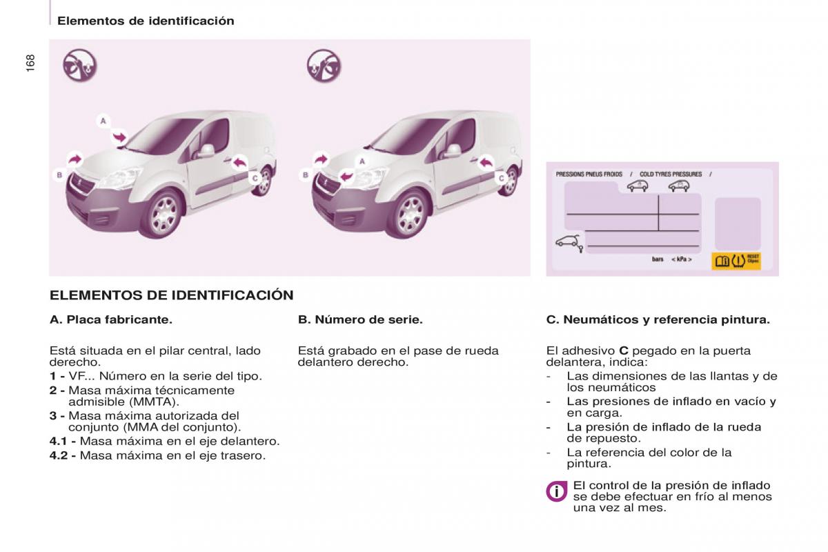 Peugeot Partner II 2 manual del propietario / page 170