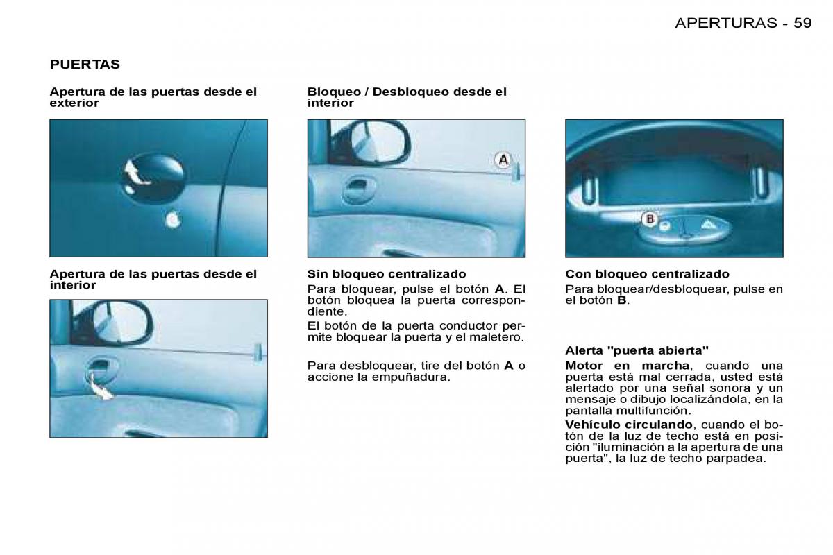 Peugeot 206 SW manual del propietario / page 62