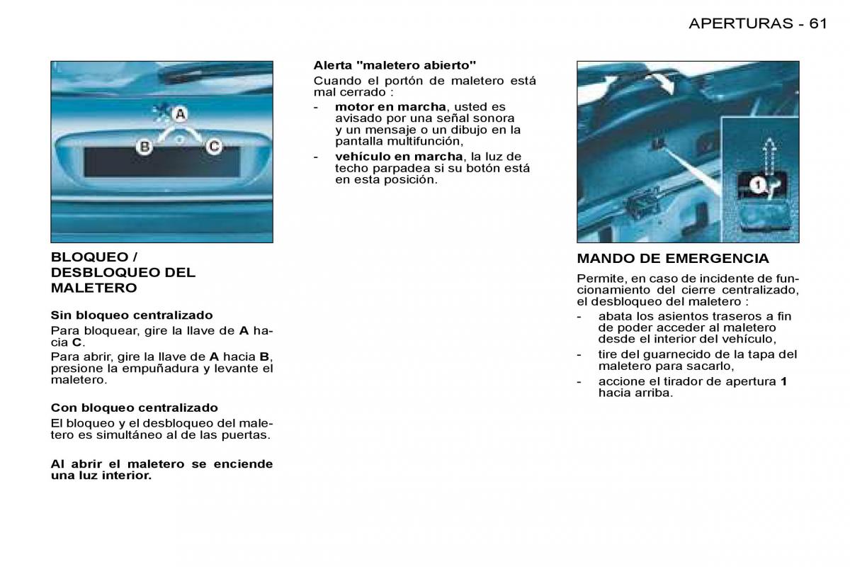 Peugeot 206 SW manual del propietario / page 64