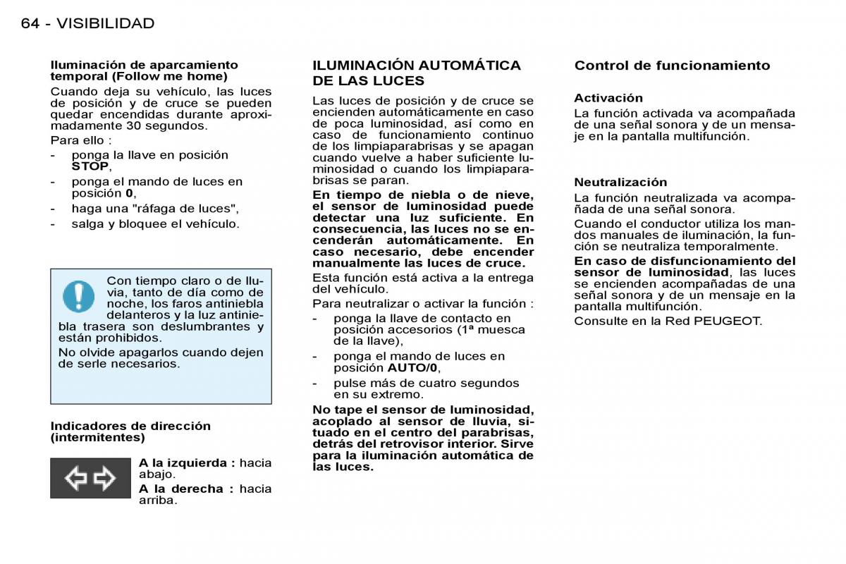 Peugeot 206 SW manual del propietario / page 68