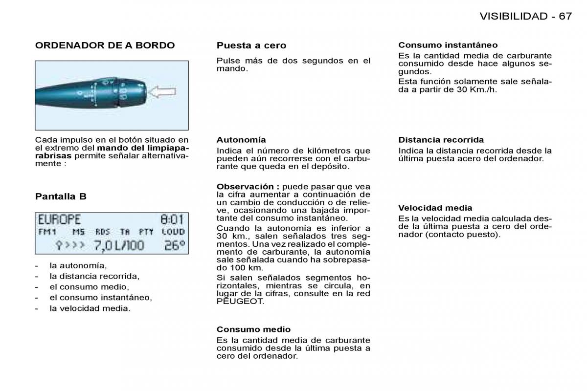 Peugeot 206 SW manual del propietario / page 71