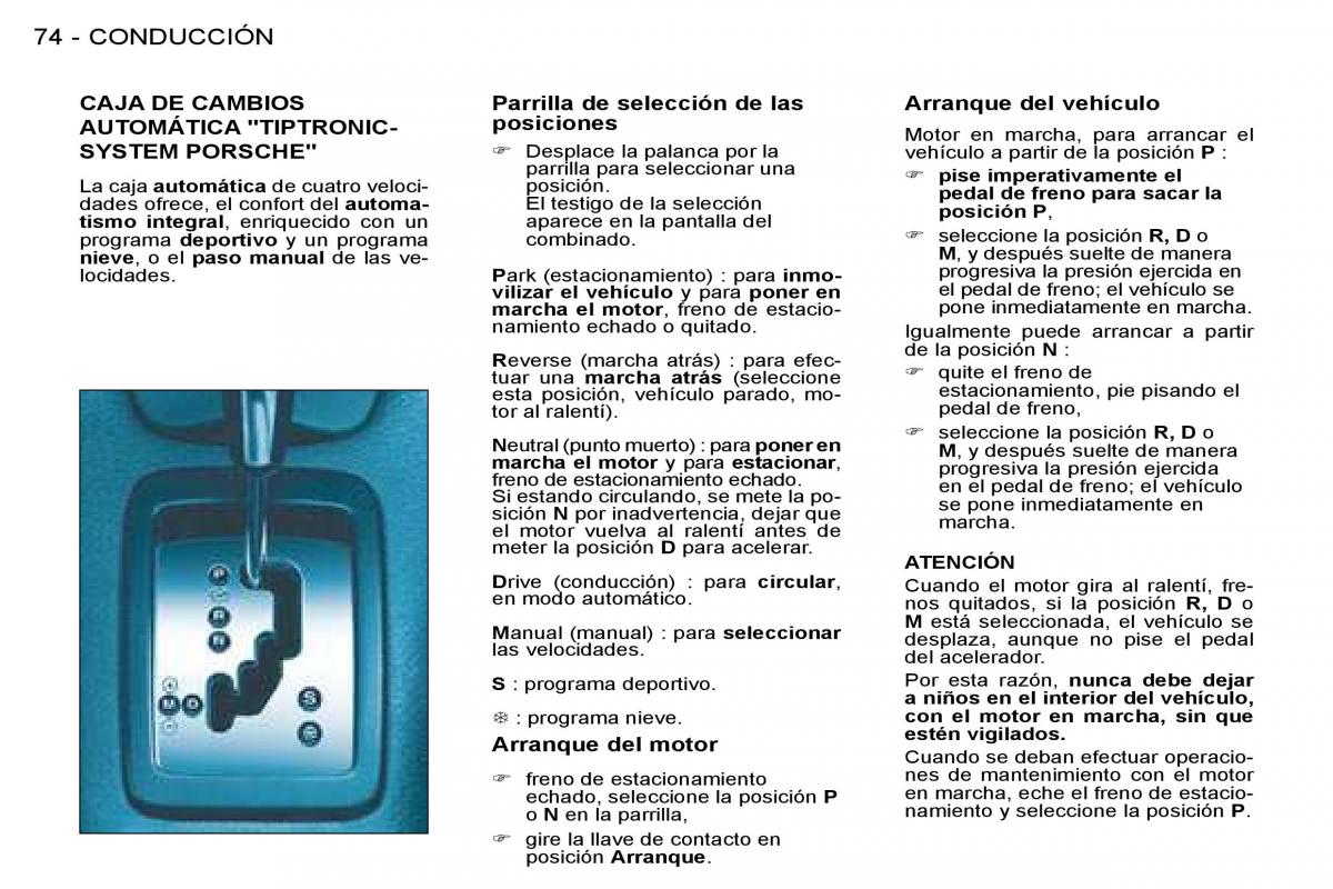 Peugeot 206 SW manual del propietario / page 78