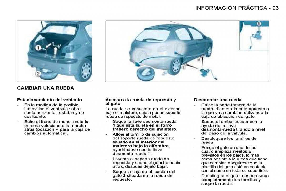 Peugeot 206 SW manual del propietario / page 99