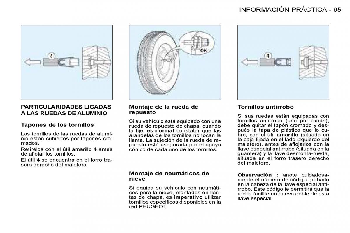 Peugeot 206 SW manual del propietario / page 101