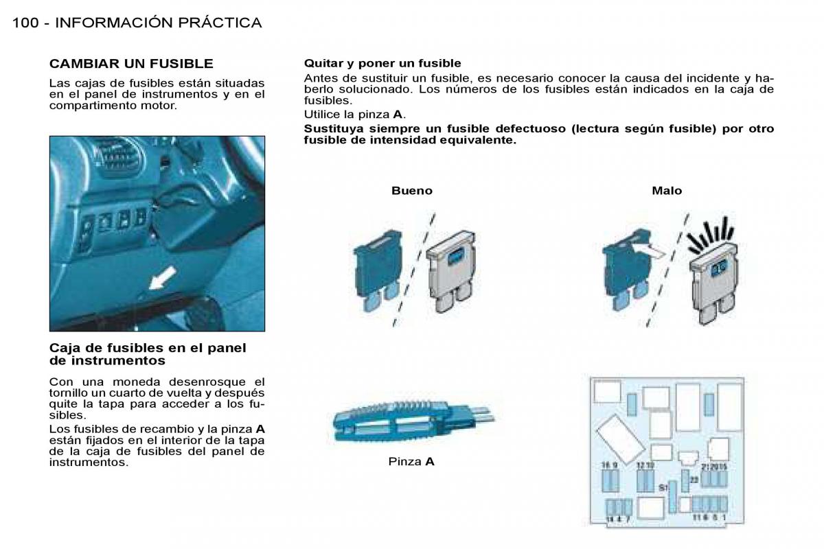 Peugeot 206 SW manual del propietario / page 106