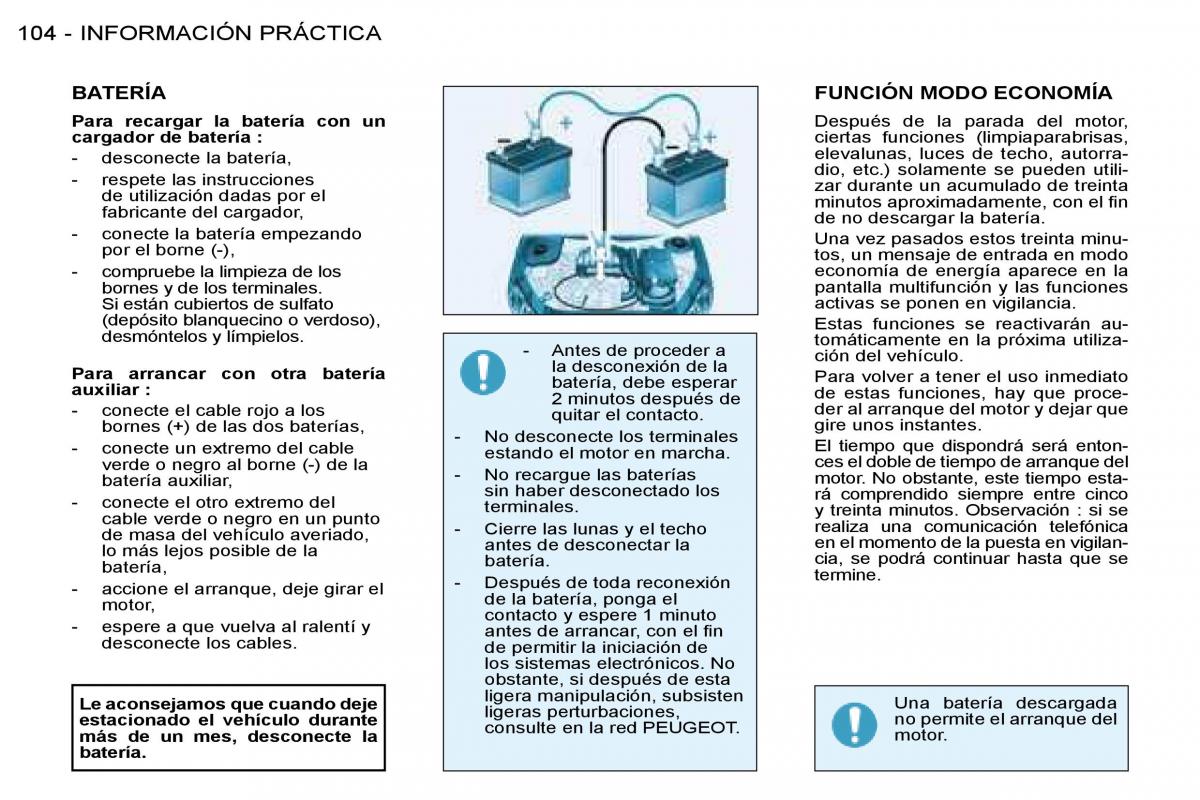 Peugeot 206 SW manual del propietario / page 111