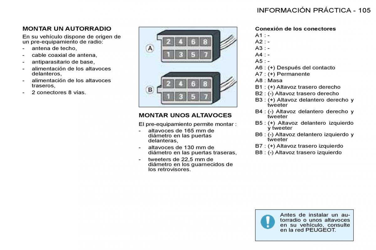 Peugeot 206 SW manual del propietario / page 112