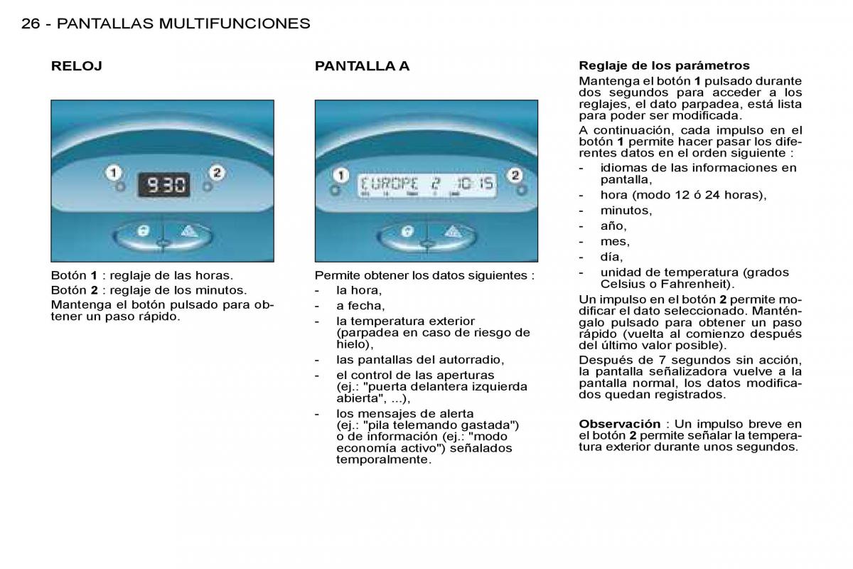 Peugeot 206 SW manual del propietario / page 24