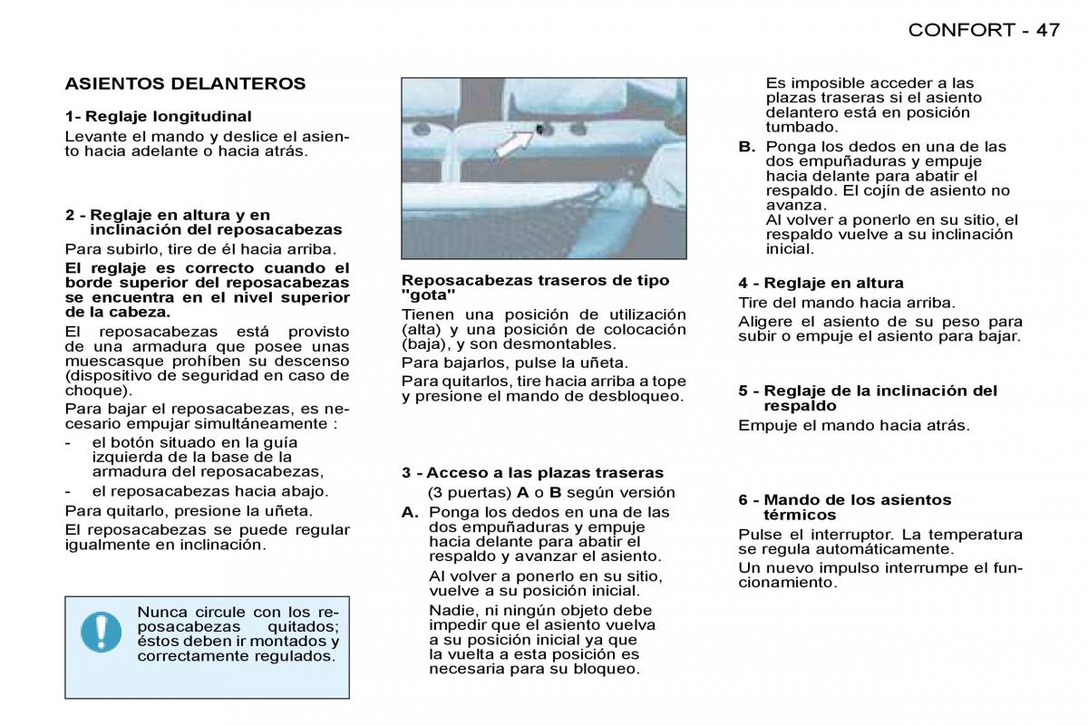 Peugeot 206 SW manual del propietario / page 46