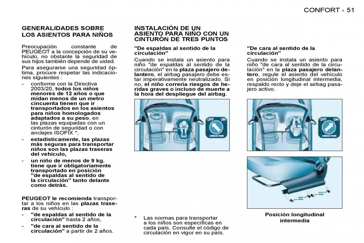 Peugeot 206 SW manual del propietario / page 52