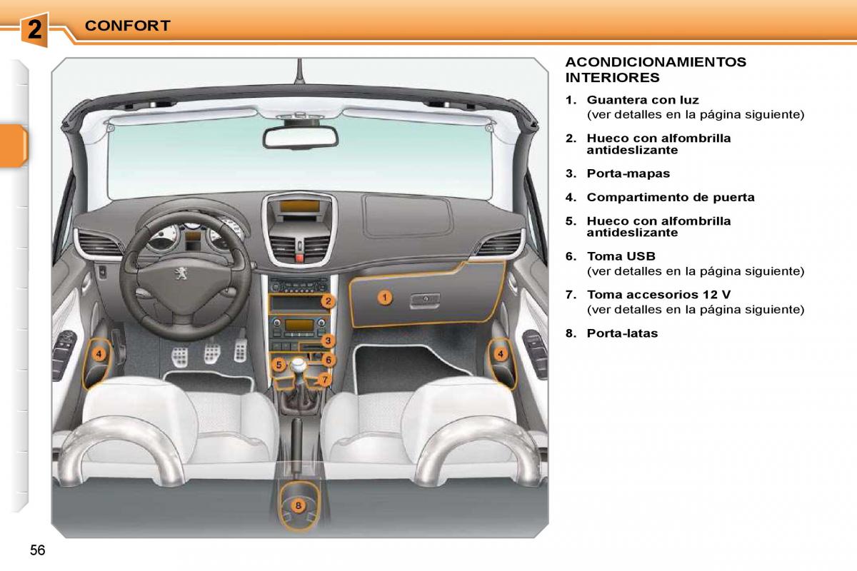 Peugeot 207 CC manual del propietario / page 58