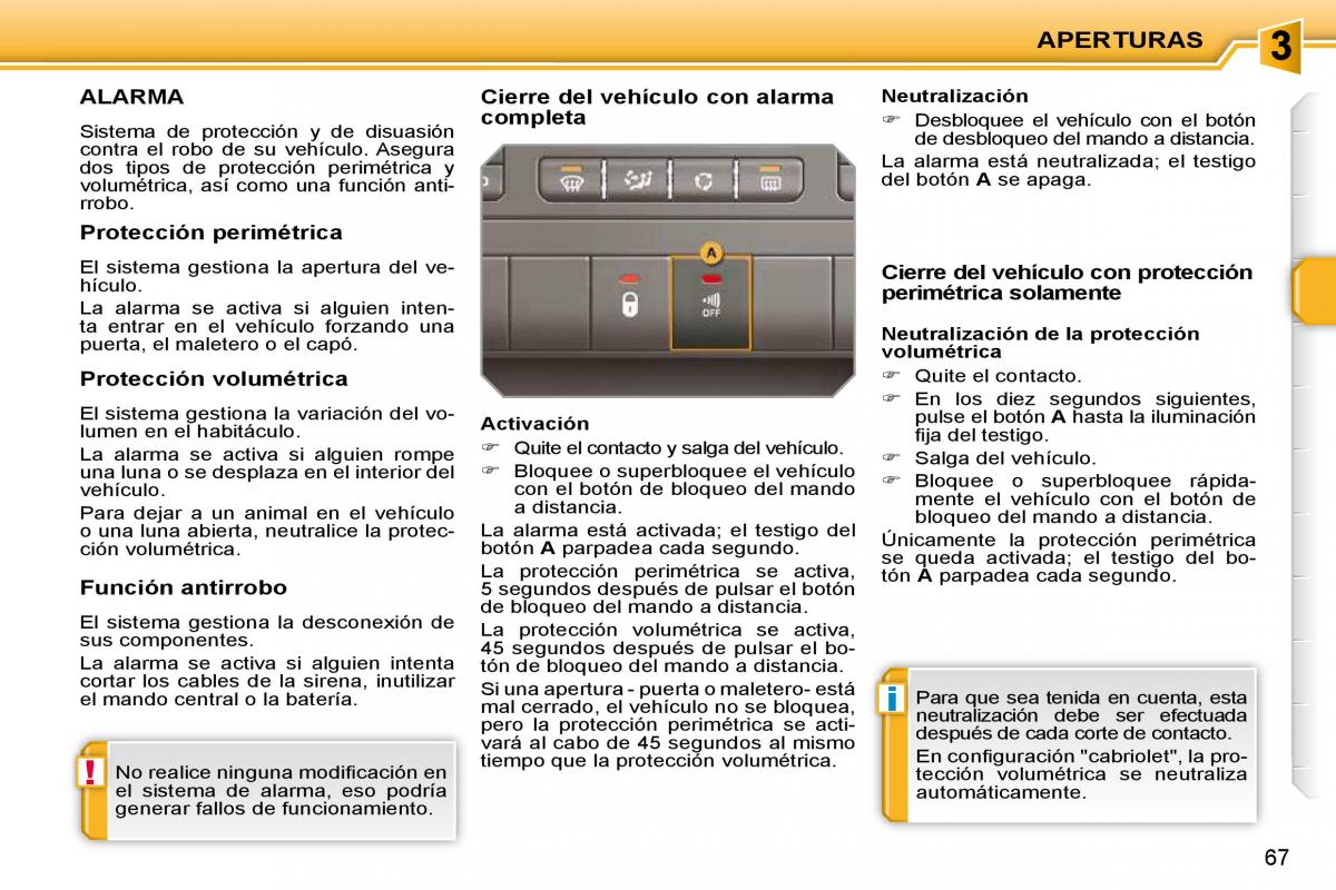 Peugeot 207 CC manual del propietario / page 72