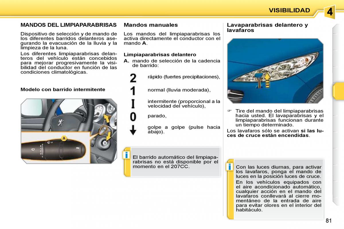 Peugeot 207 CC manual del propietario / page 88