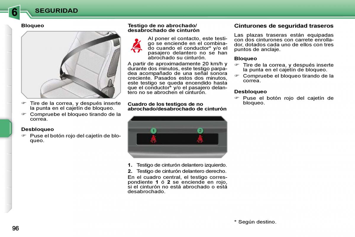 Peugeot 207 CC manual del propietario / page 106