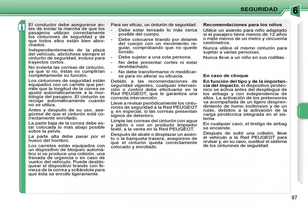 Peugeot 207 CC manual del propietario / page 107