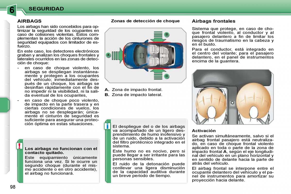 Peugeot 207 CC manual del propietario / page 108