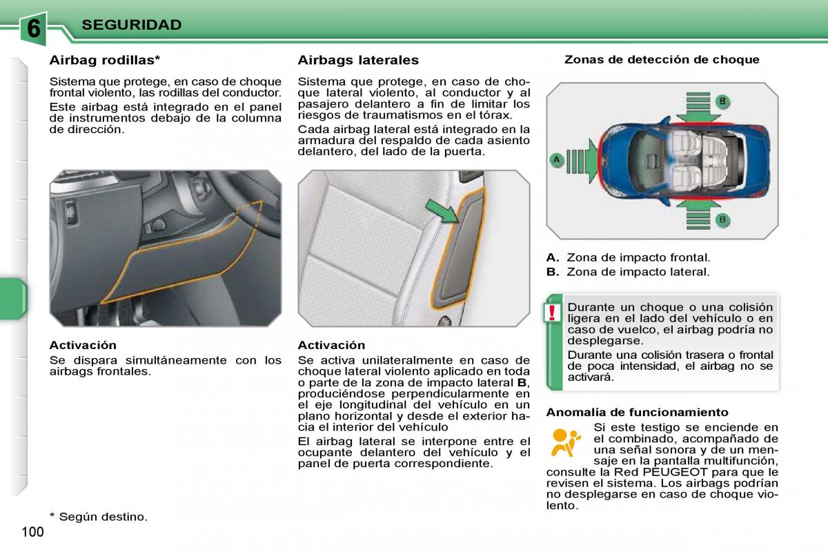 Peugeot 207 CC manual del propietario / page 110