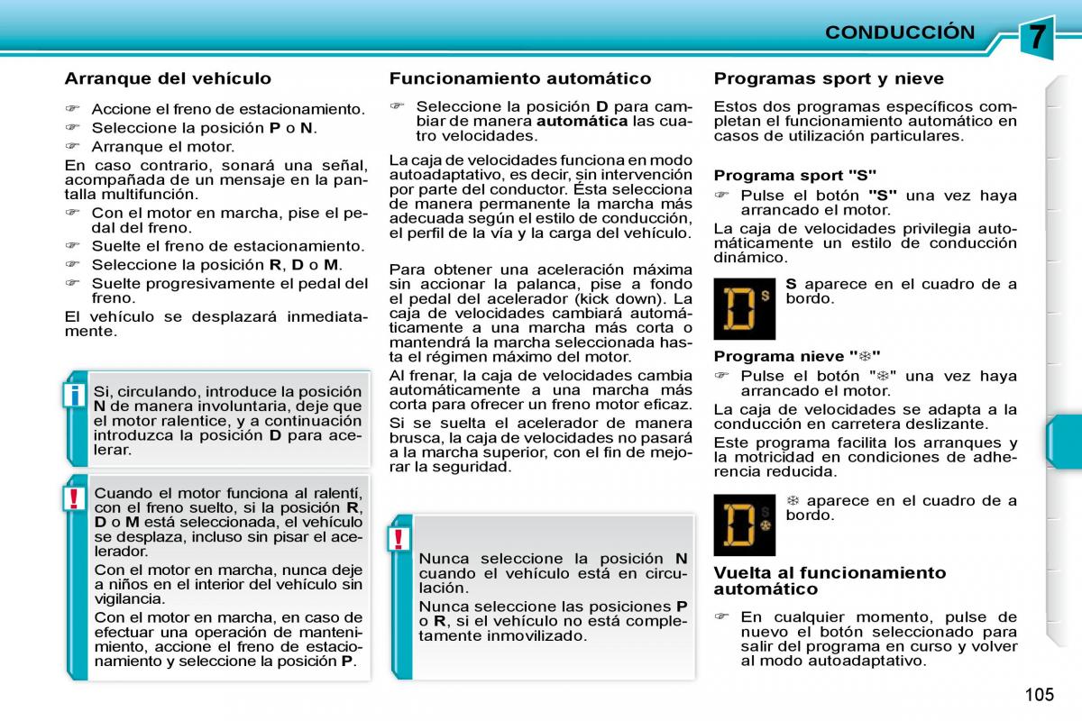 Peugeot 207 CC manual del propietario / page 115