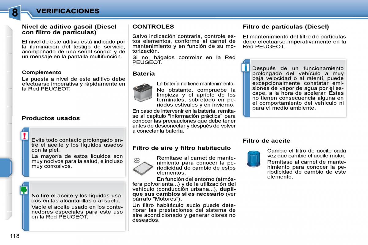 Peugeot 207 CC manual del propietario / page 128