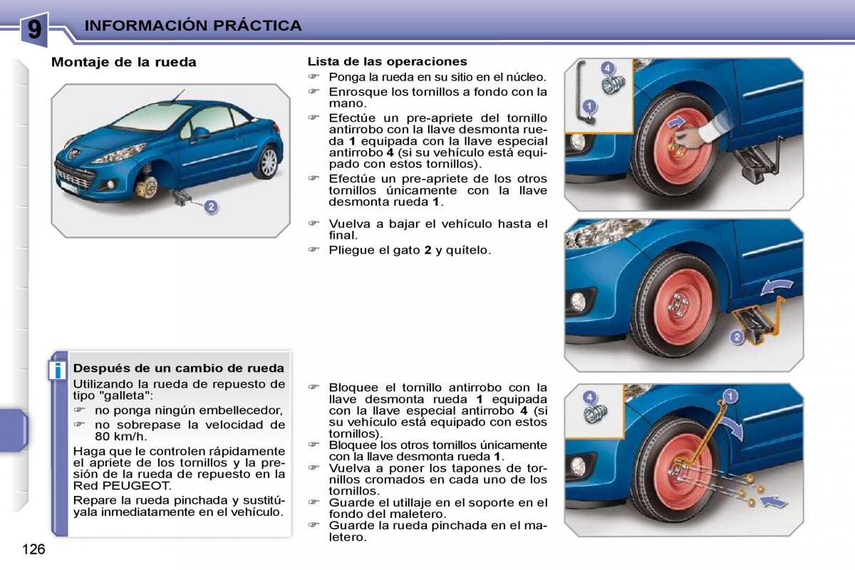 Peugeot 207 CC manual del propietario / page 136