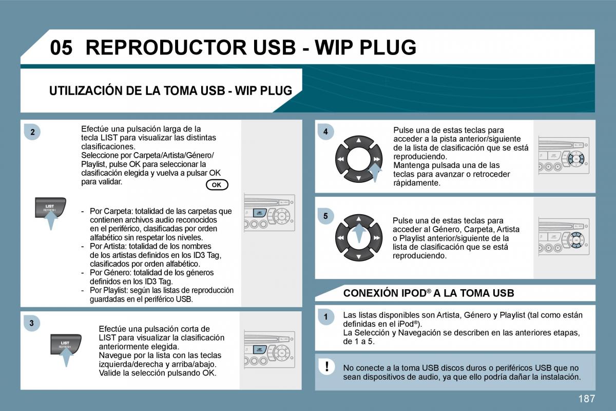 Peugeot 207 CC manual del propietario / page 196