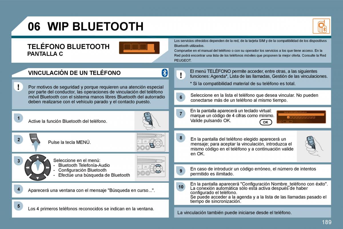 Peugeot 207 CC manual del propietario / page 198