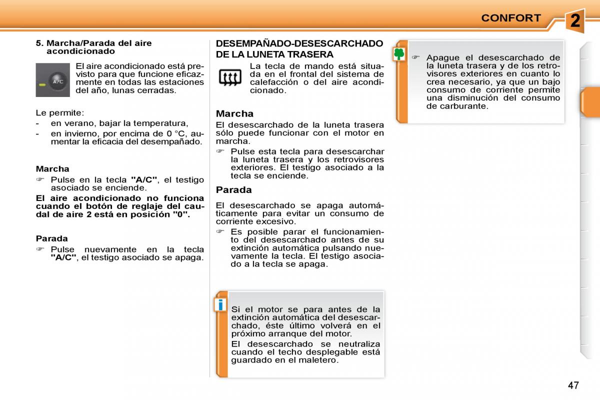 Peugeot 207 CC manual del propietario / page 47