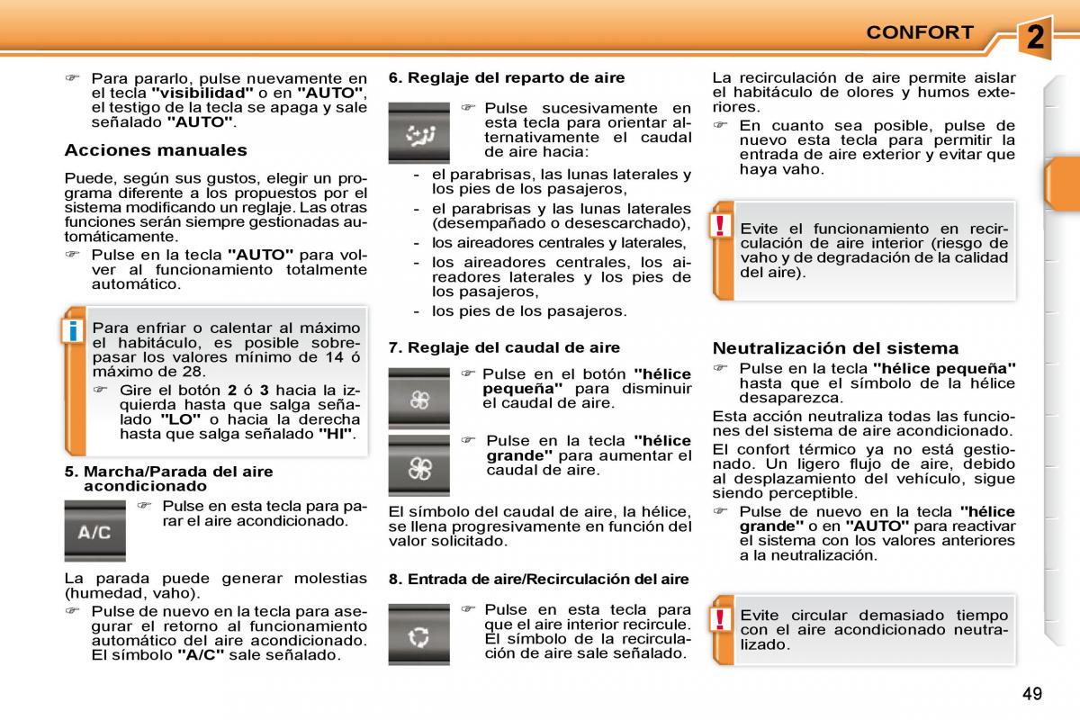 Peugeot 207 CC manual del propietario / page 50