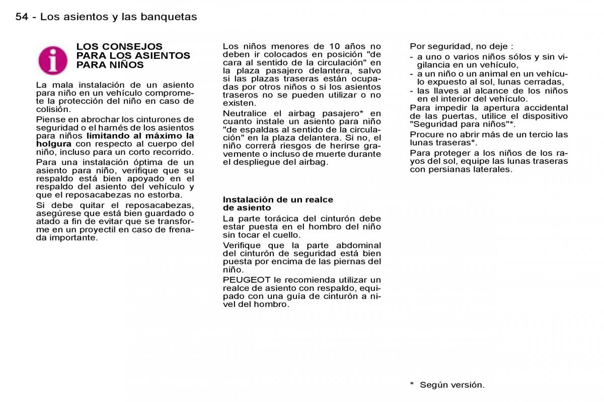 Peugeot Expert I 1 manual del propietario / page 56