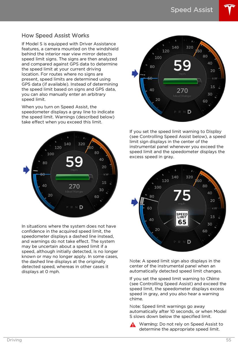 Tesla S owners manual / page 55