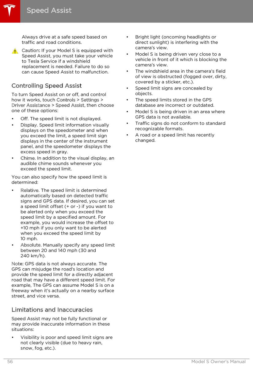 Tesla S owners manual / page 56